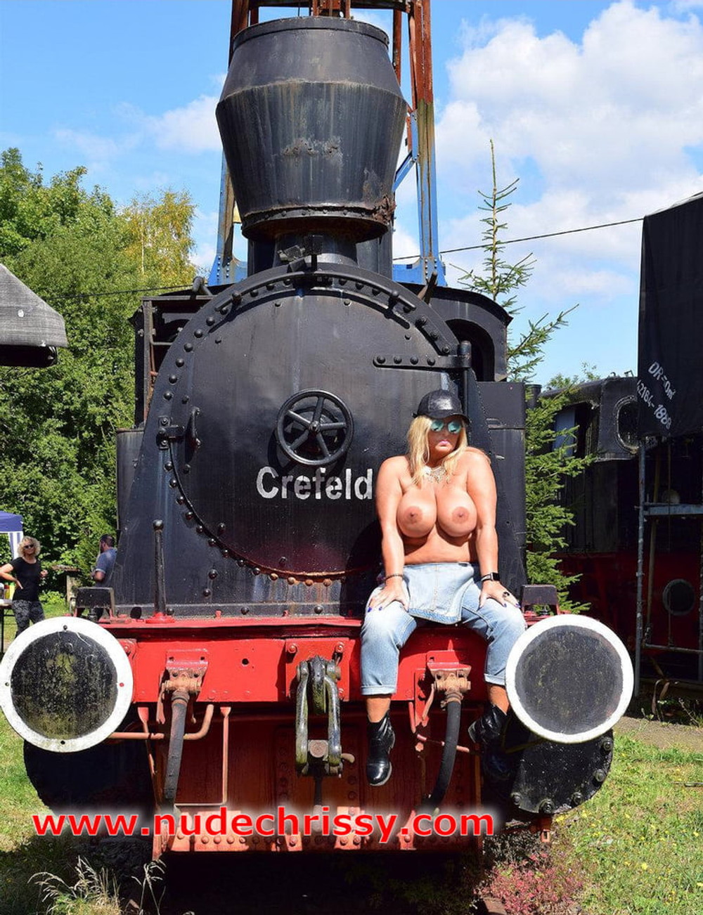 Naked between old locomotives #4