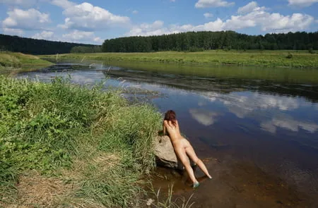 boulder in volga river         