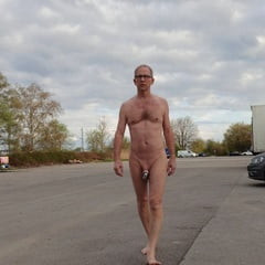 Naked at the parking space 