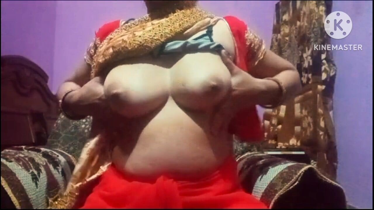 Huge sexy boobs of Gunjan bhabhi in red saree