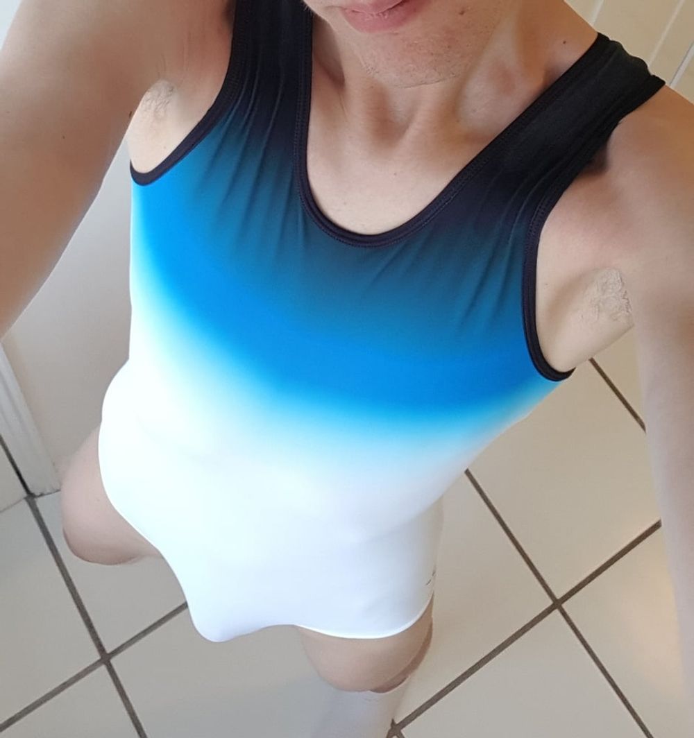 White and blue leotard #20