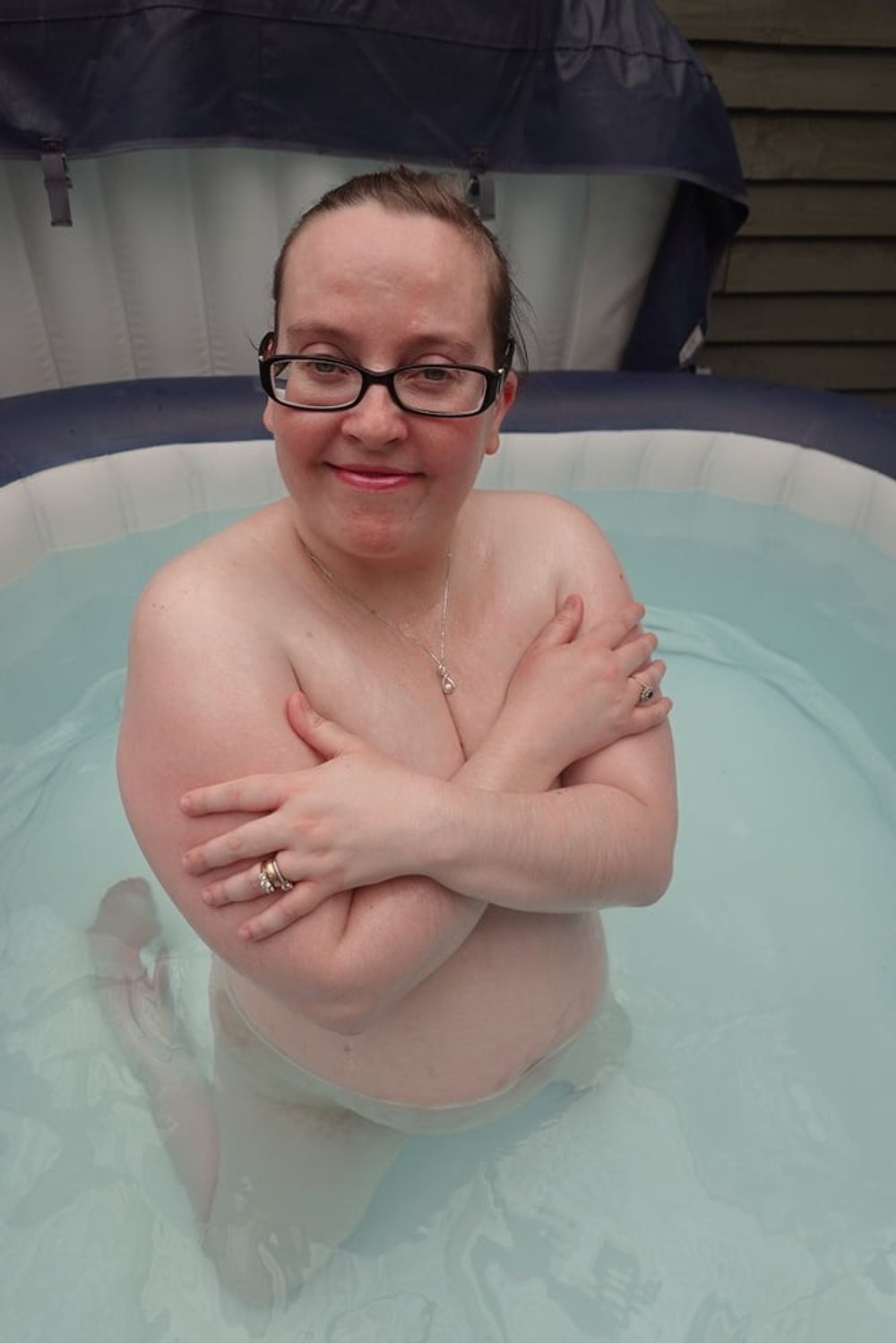 Big Tits British Redhead Wife Haley naked in the Hot Tub #12