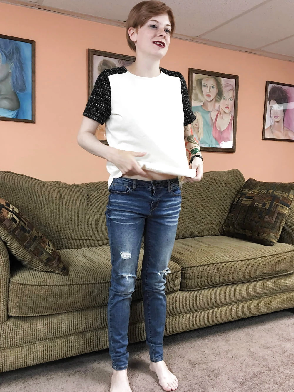 Redhead coed Ava Little shows off her tits #3