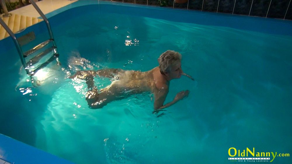 Granny Jitka frolics in the pool #2