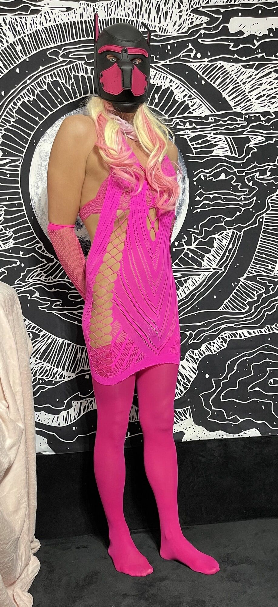 Sissy in Pink High Heels and Pink Lingerie. #18