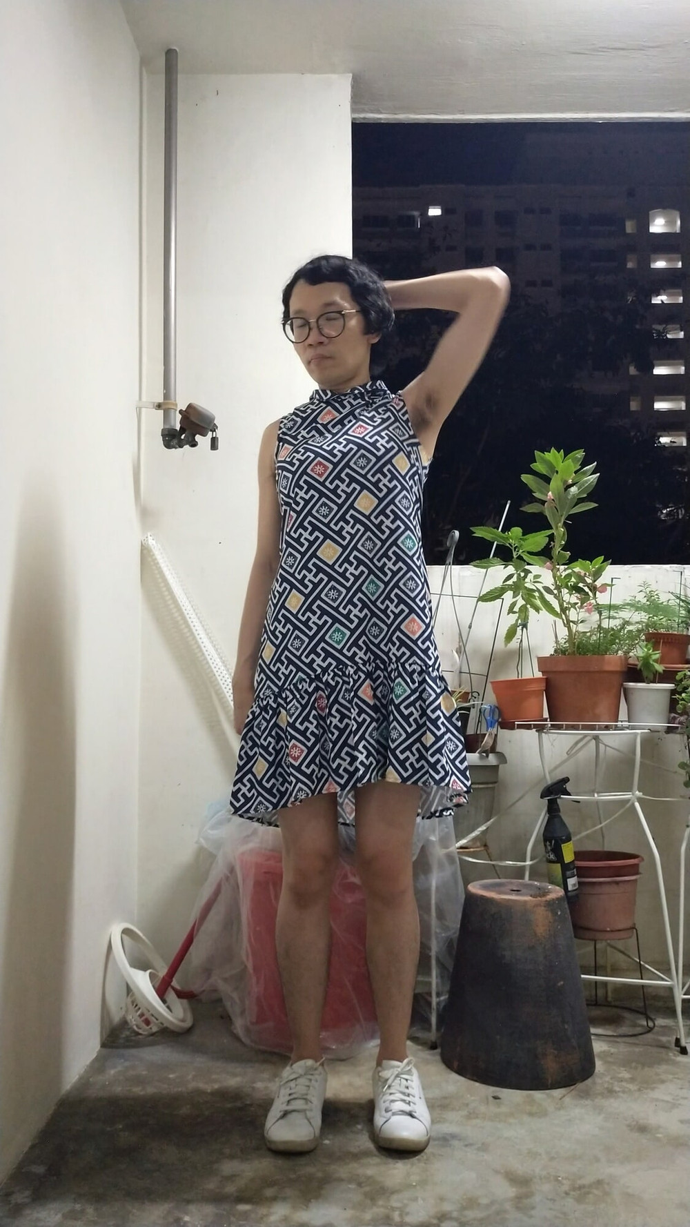 Secretly wearing office lady lingerie and dress. #18