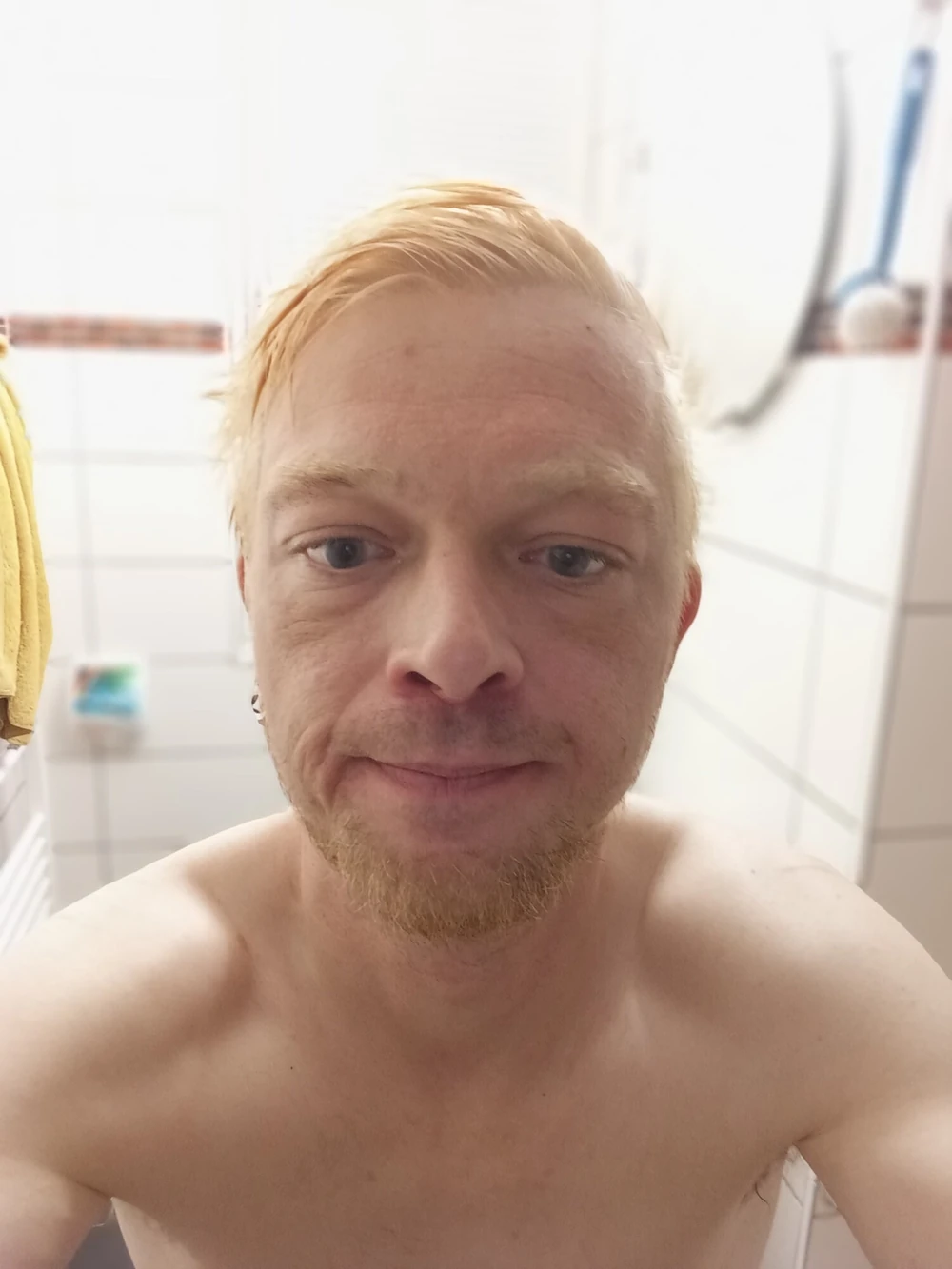 Naked with big and great cock in the bathroom #6