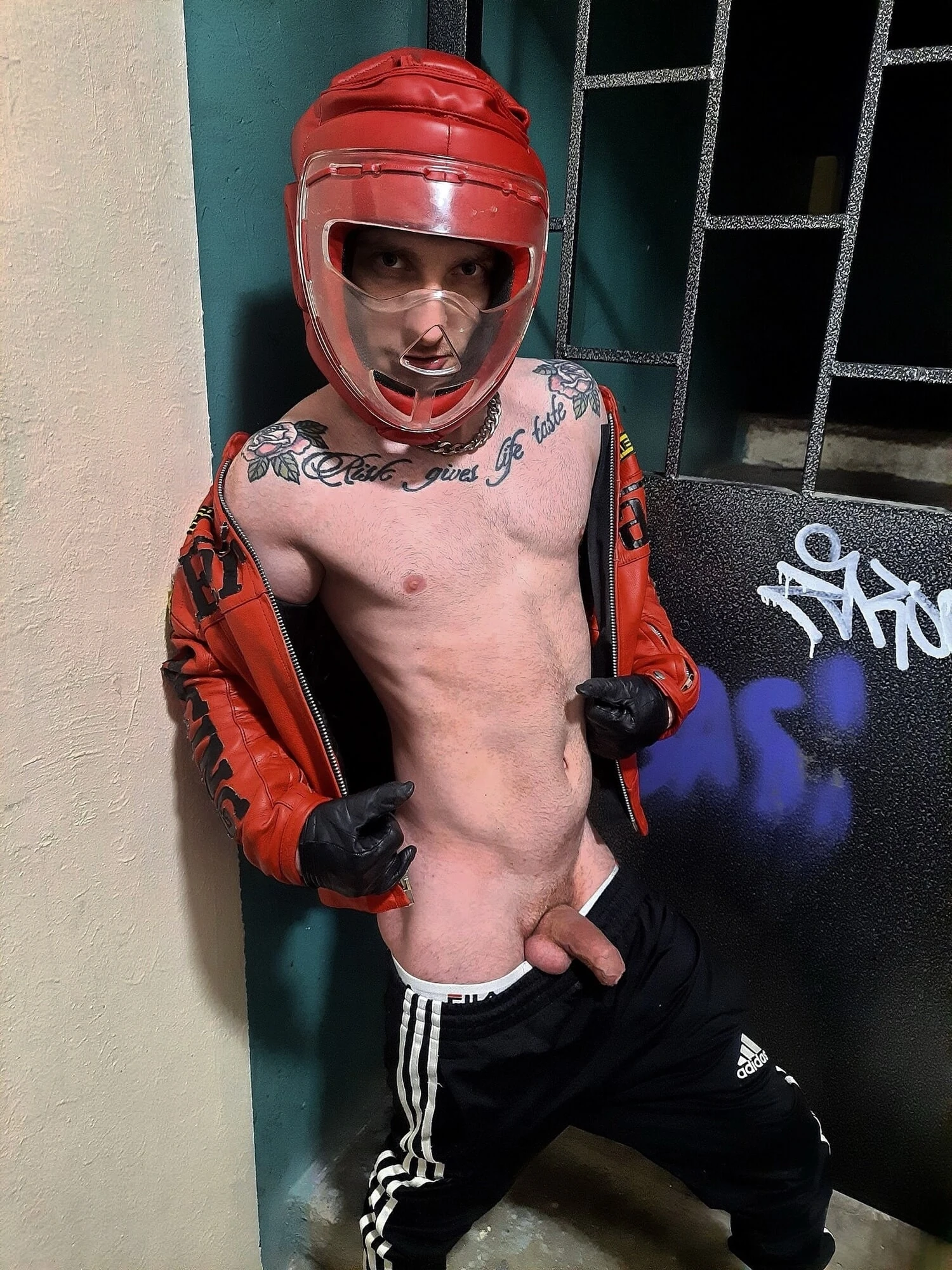 #KinkySirius in SportGear and Motobike Leather Jacket #9