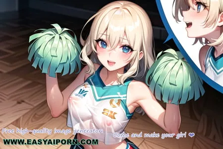 hot anime cheerleader motivating you transparent cloth         