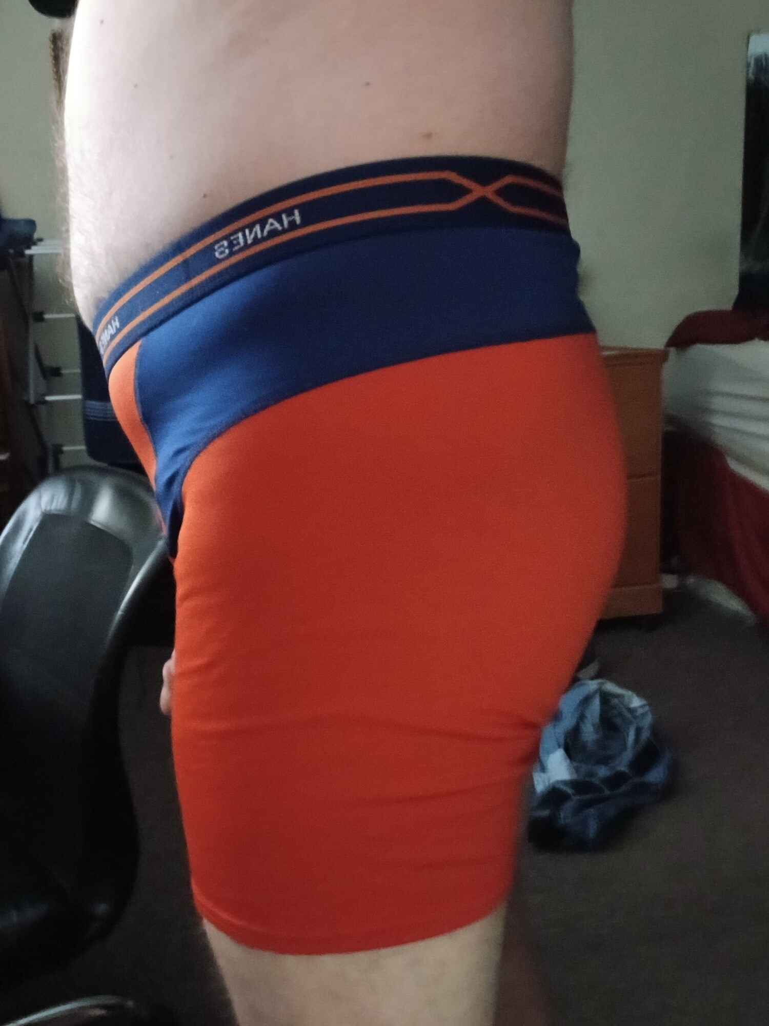 Orange & blue Hanes boxerbriefs