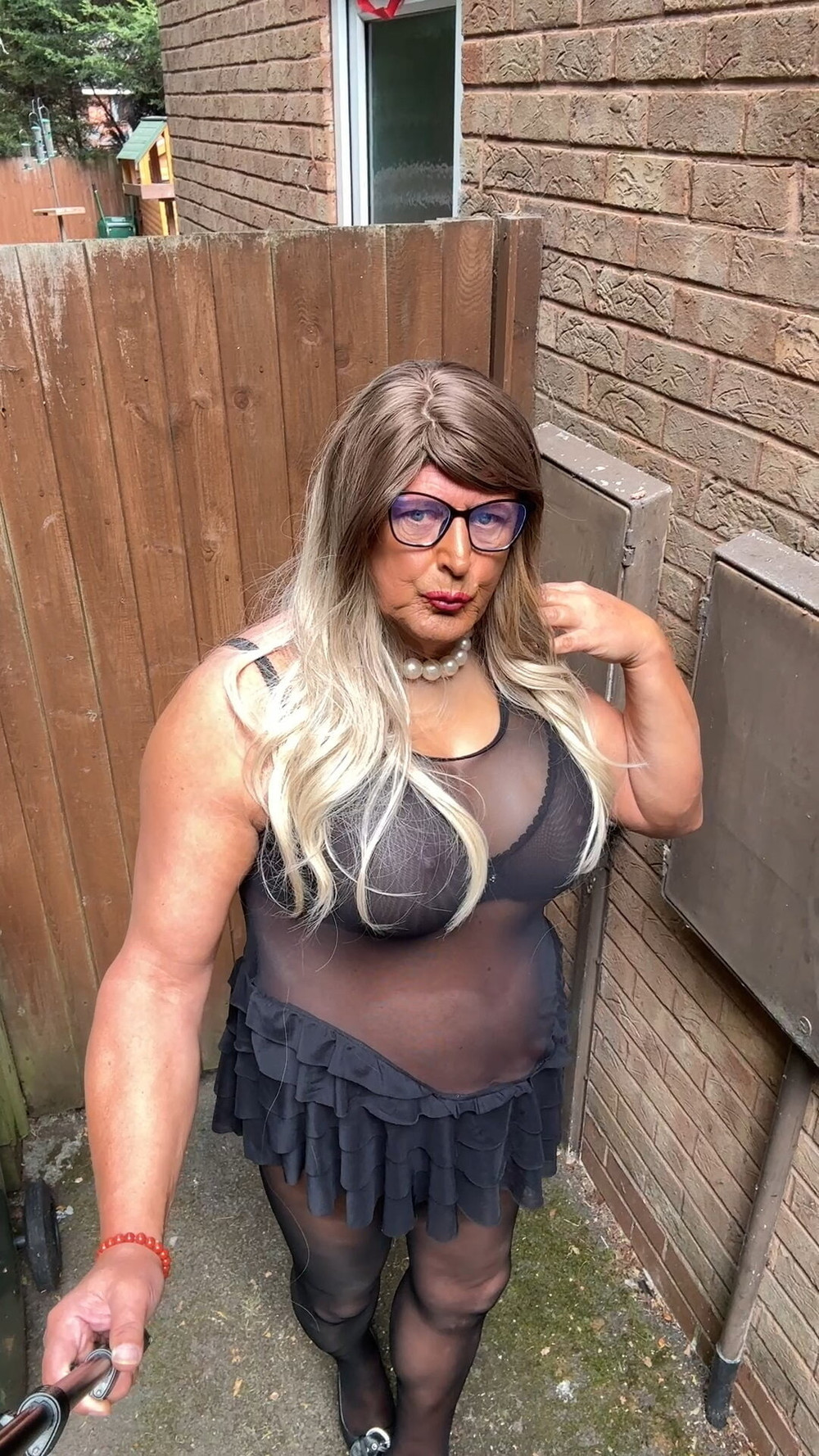 Sexy Crossdresser kellycd2022 in black seamless pantyhose  #11