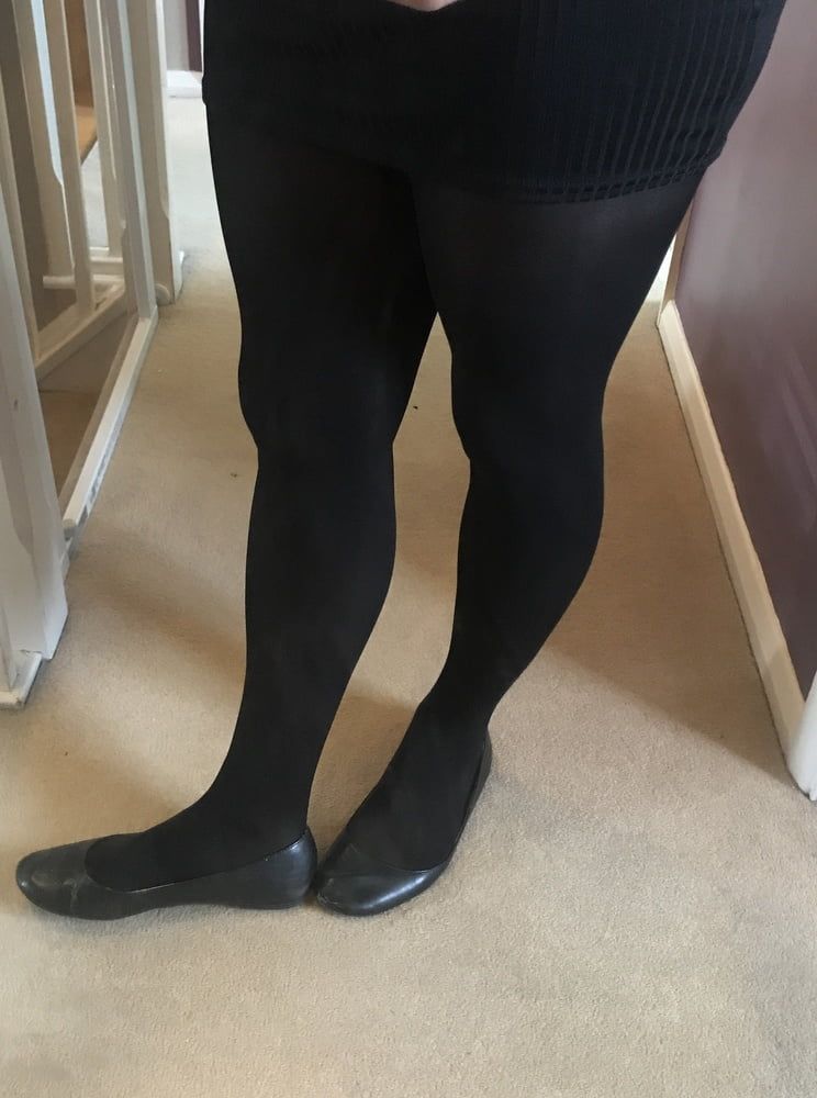 Black seamless tights & tight short skirt #49