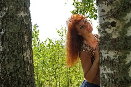 red hair and birch         