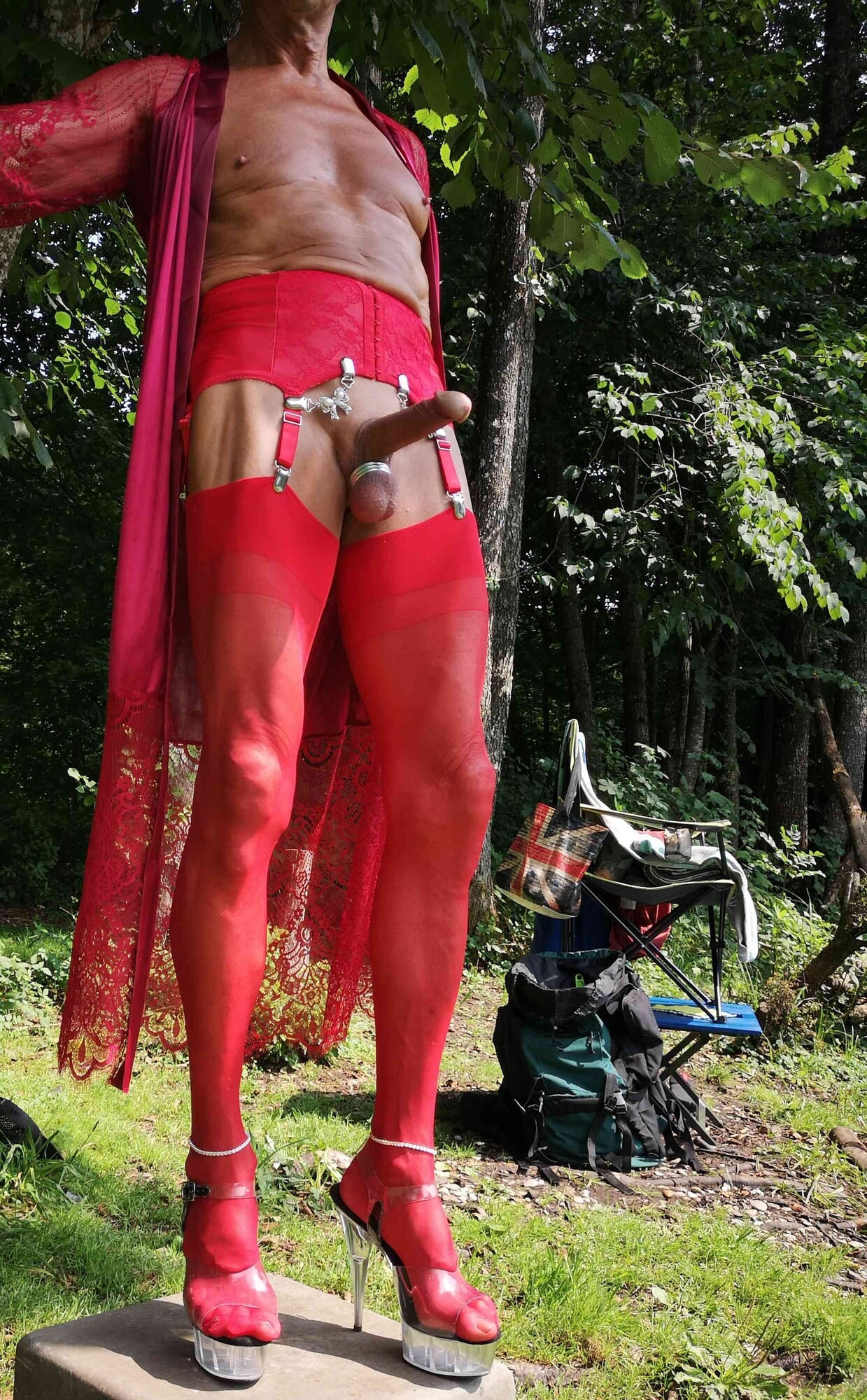 Boner in red Lingerie in public #7