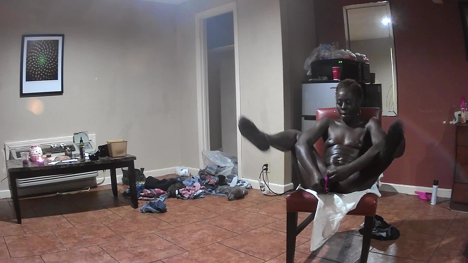Sexy Chocolate milf Completely Nude Petite Spinner #2
