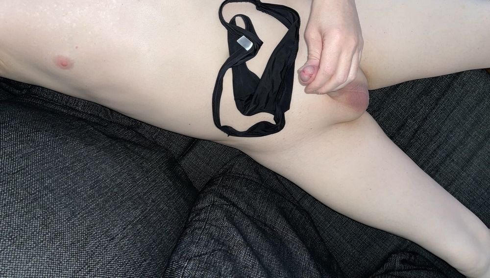 Shaved body, butt plug and black  thong #27