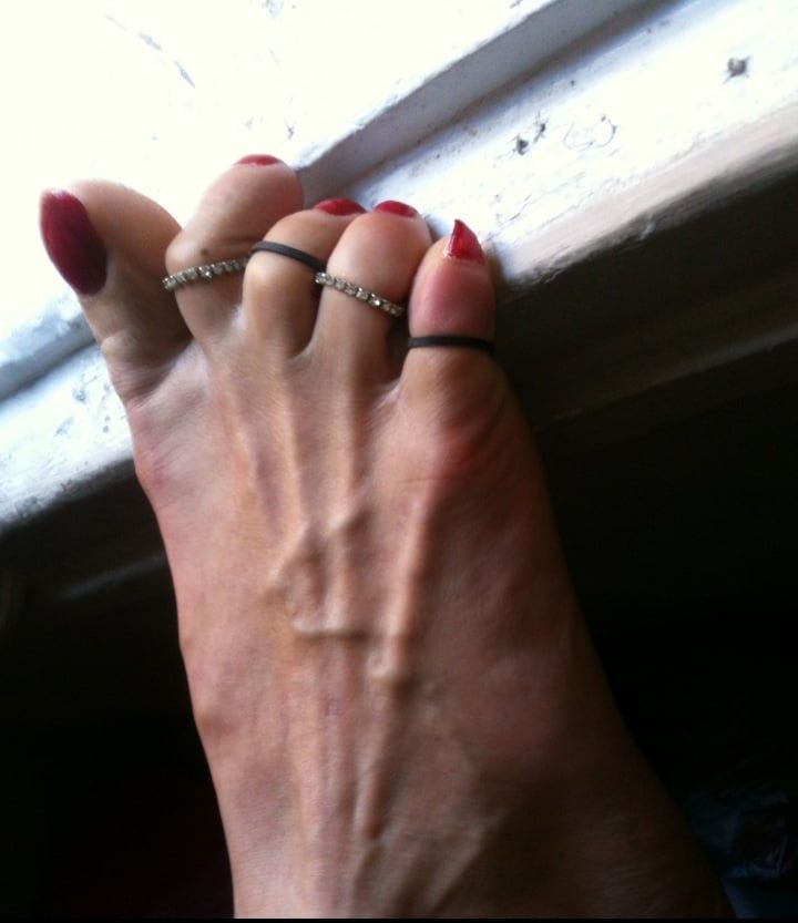 red toenails mix (older, dirty, toe ring, sandals mixed). #38
