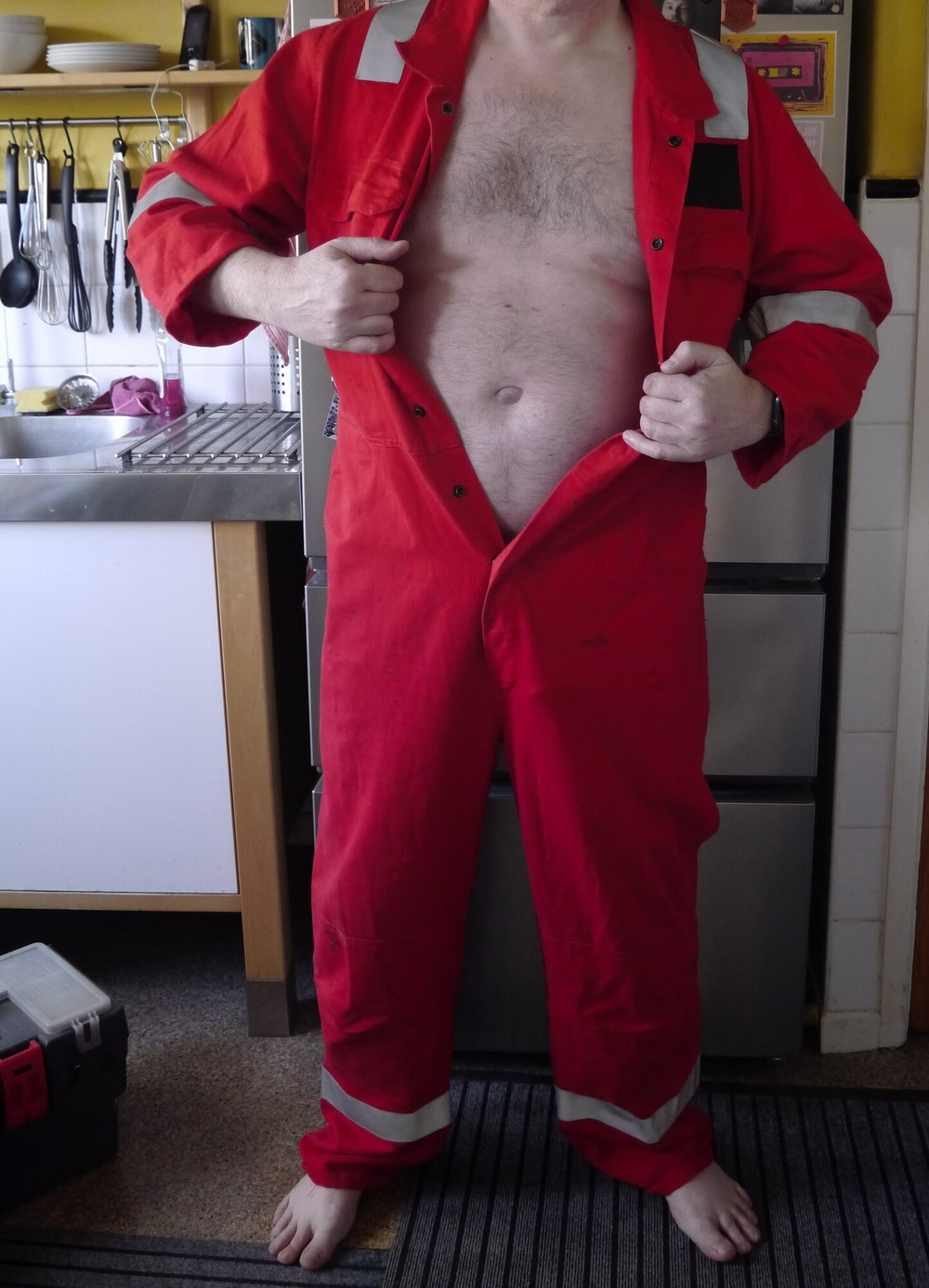 Plumber strips from overalls. #17