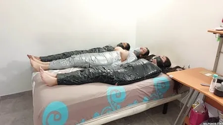 mummified milf and her two girls selfgags         