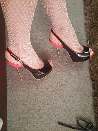 red and black heels