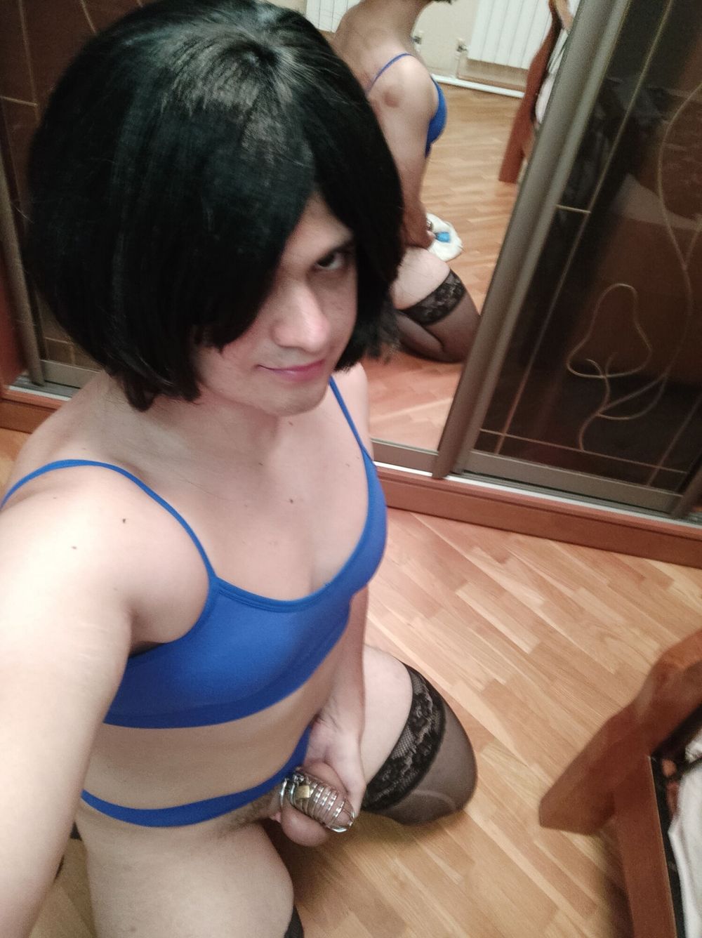 Sissy crossdresser in blue #7