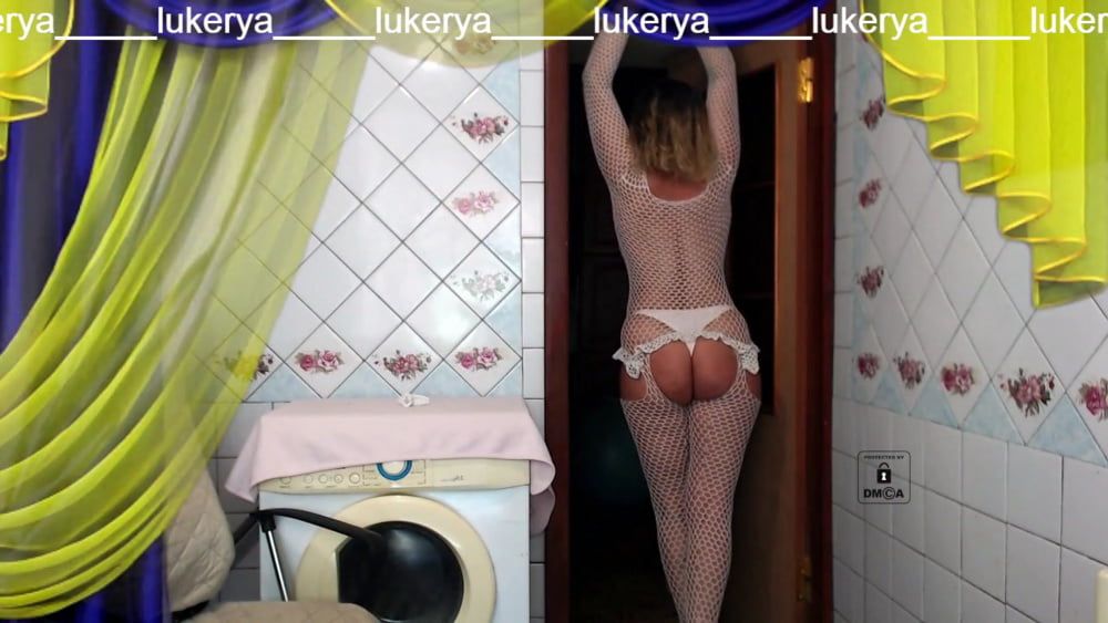 Old body of sexy Lukerya in white fishnet with visible nippl #11