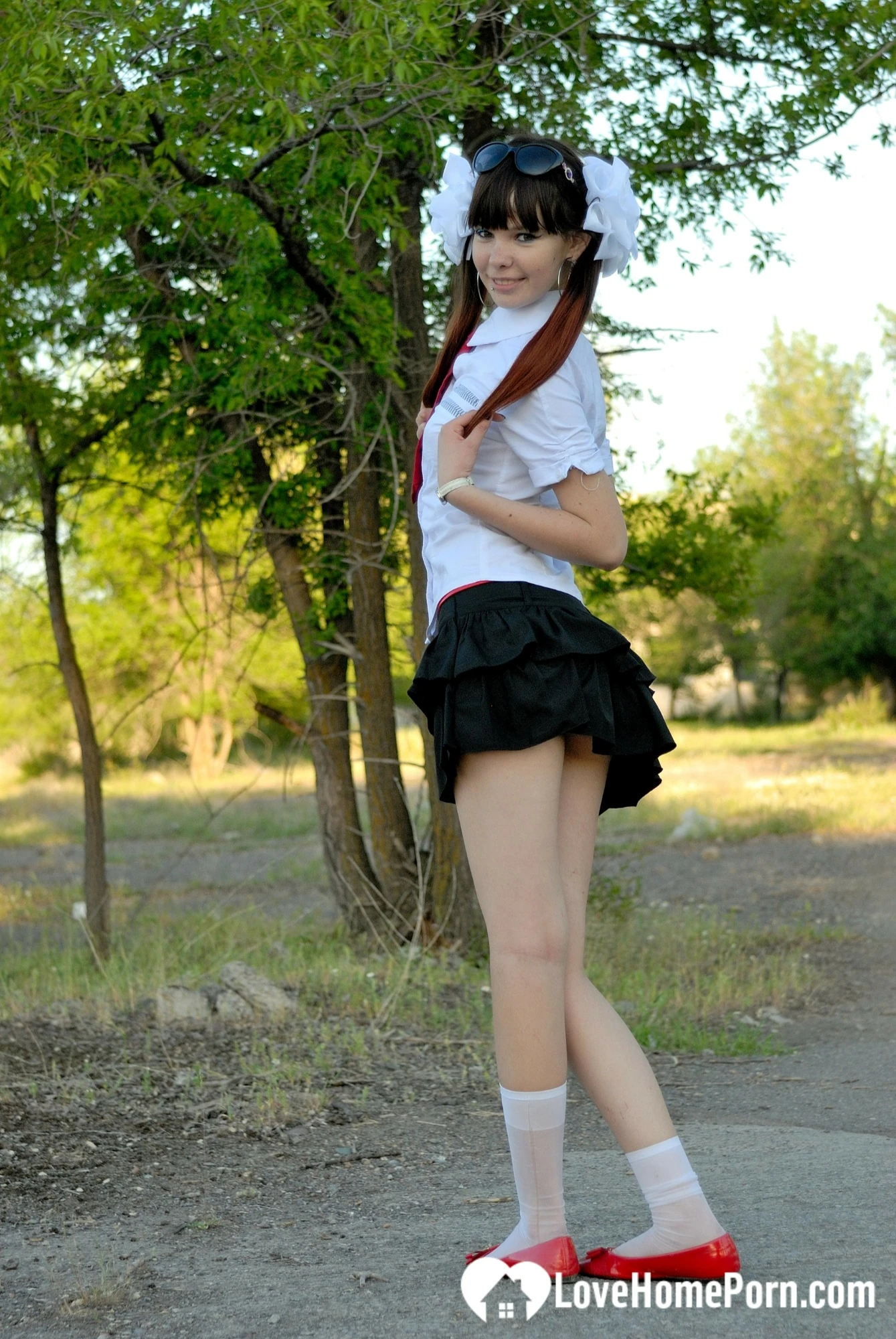 Schoolgirl turns a picnic into a teasing session #45