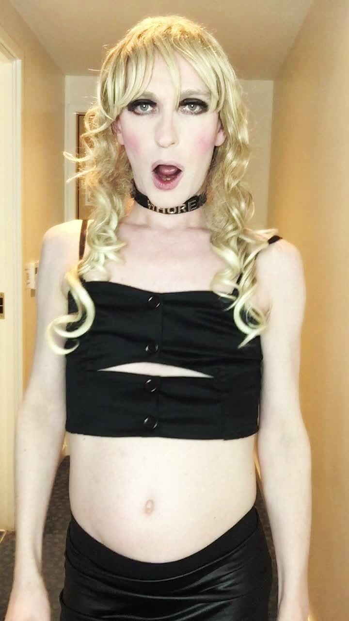 Sissy Crossdresser In Black Slut Outfit Posing  #19