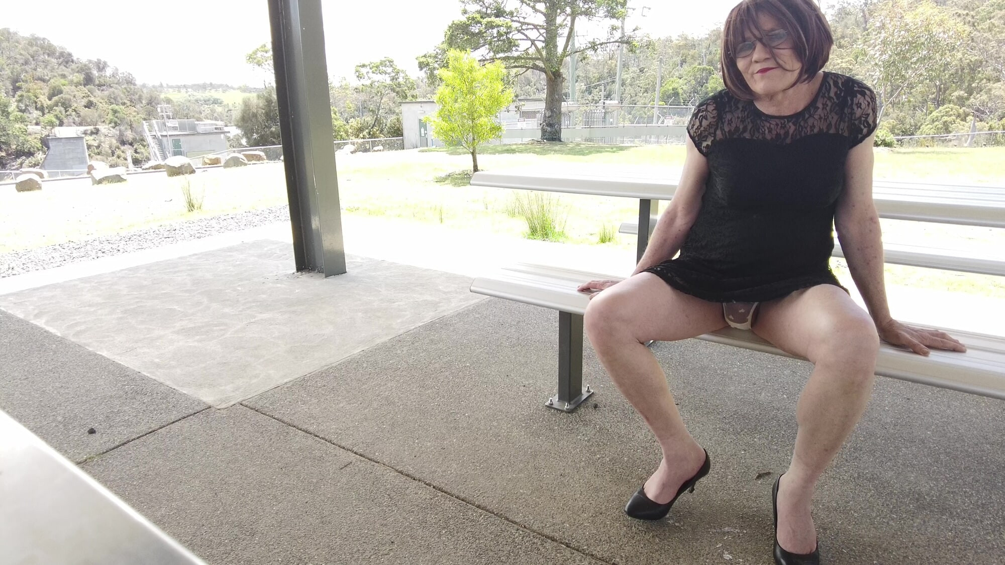 Crossdress Roadtrip - Black Dress, White Panties