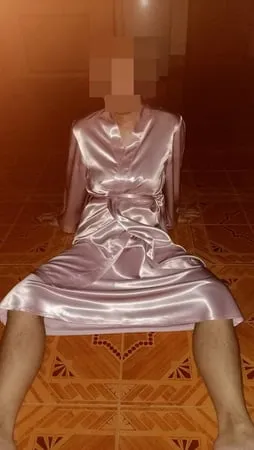 crossdress in nightgown satin         