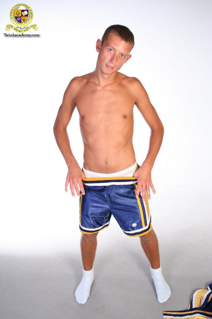 Thin smooth Latvian twink poses in his Basketball uniform