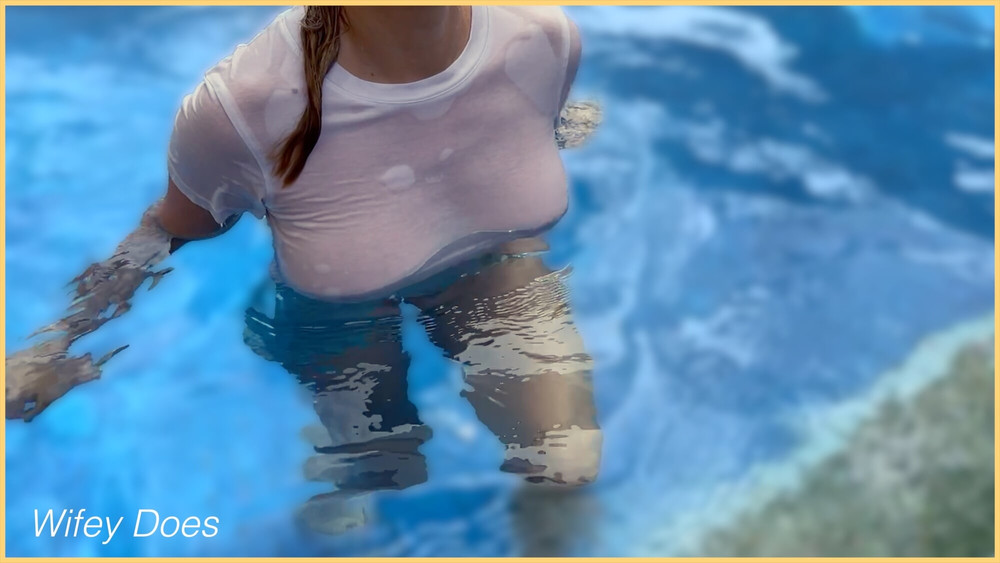 Wifey wet shirt in the pool #23