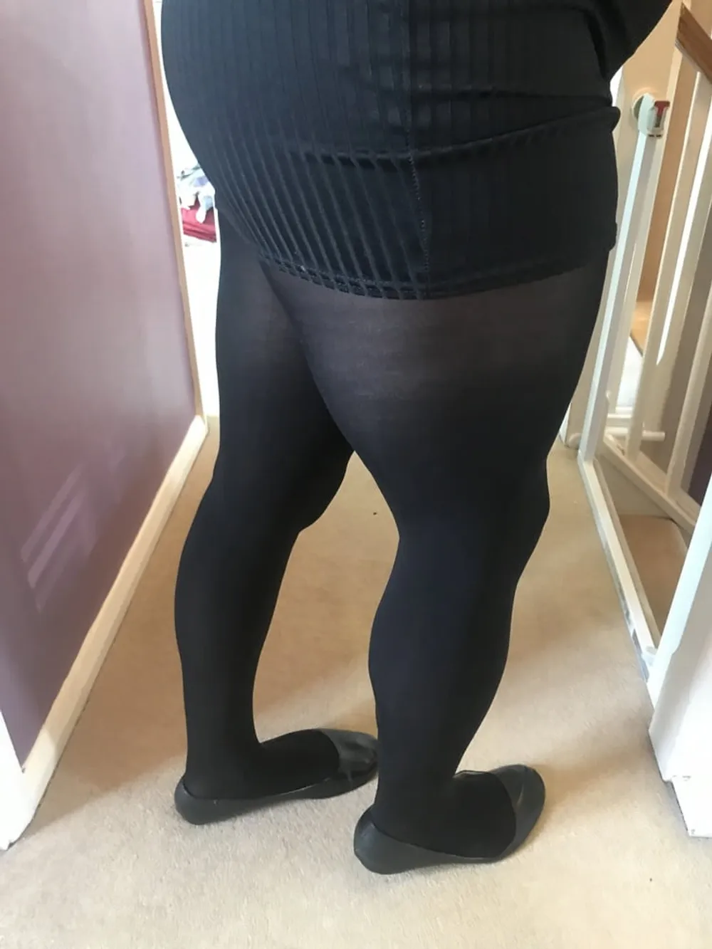 Black seamless tights & tight short skirt #41