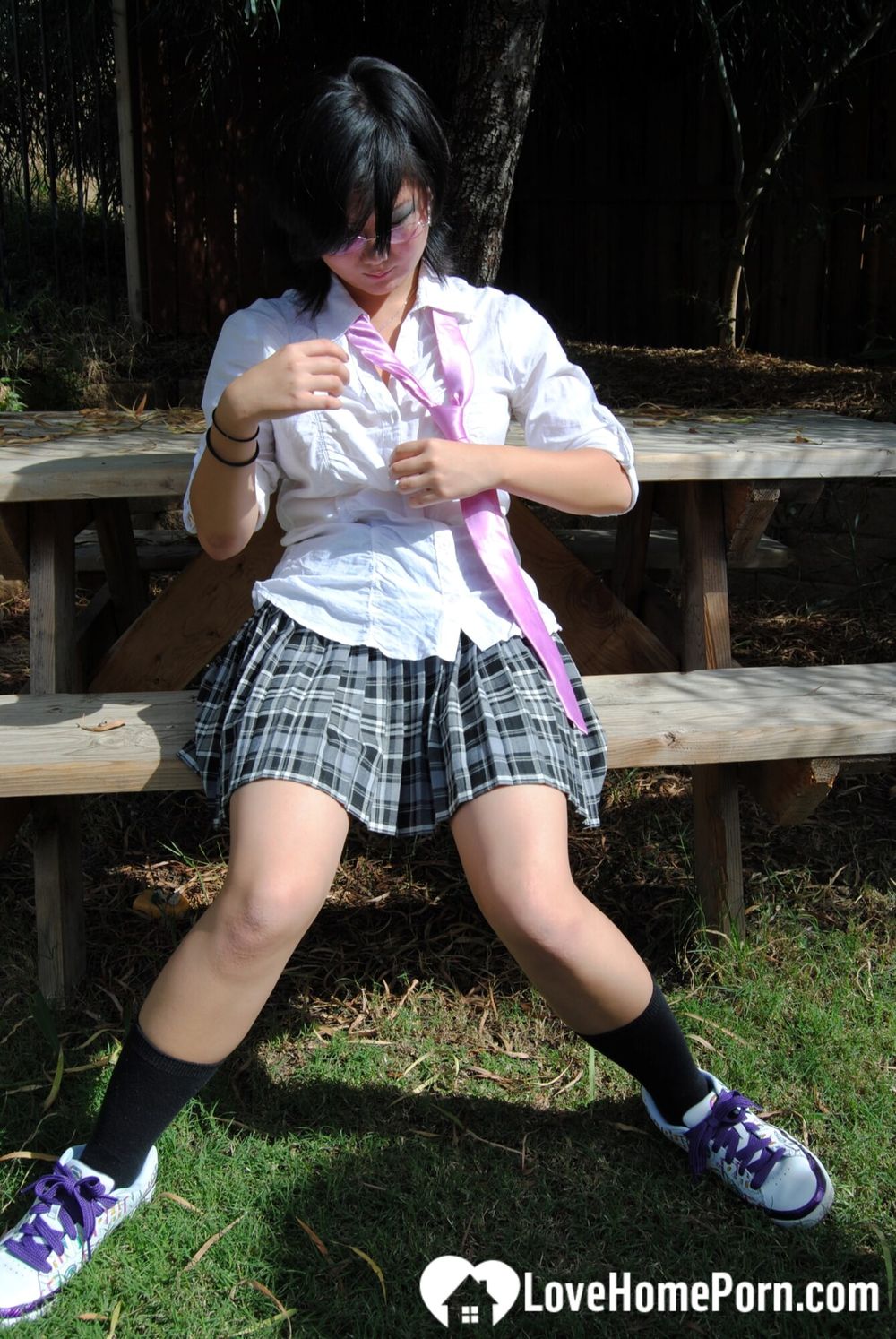 Asian schoolgirl does some hot outdoor teasing #6