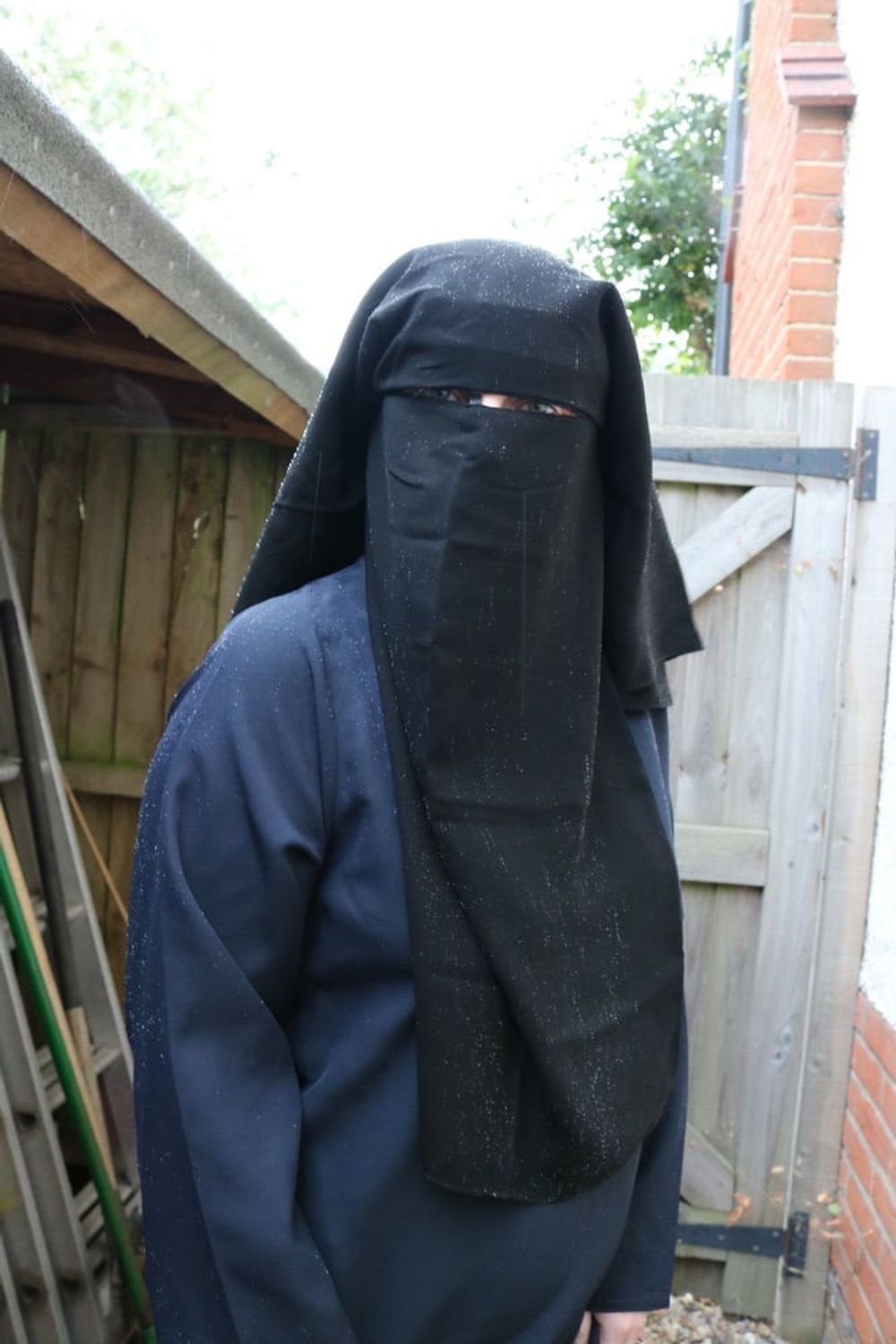 Burqa Outdoors Flashing in the Rain #46