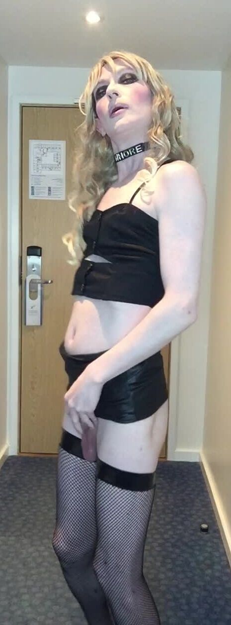 Sissy Crossdresser In Black Slut Outfit Posing  #37