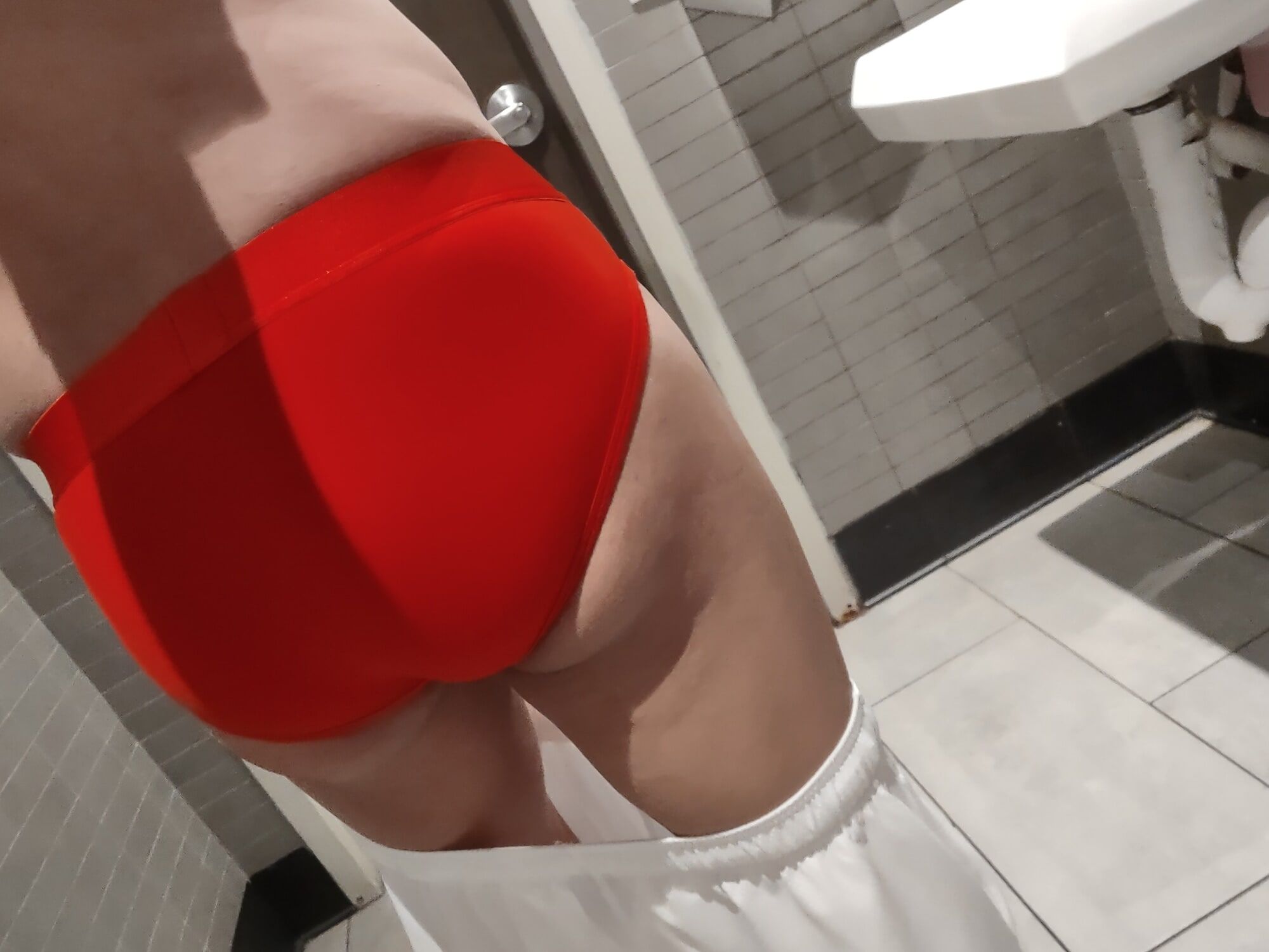Posing in my red 2ist underwear briefs #2