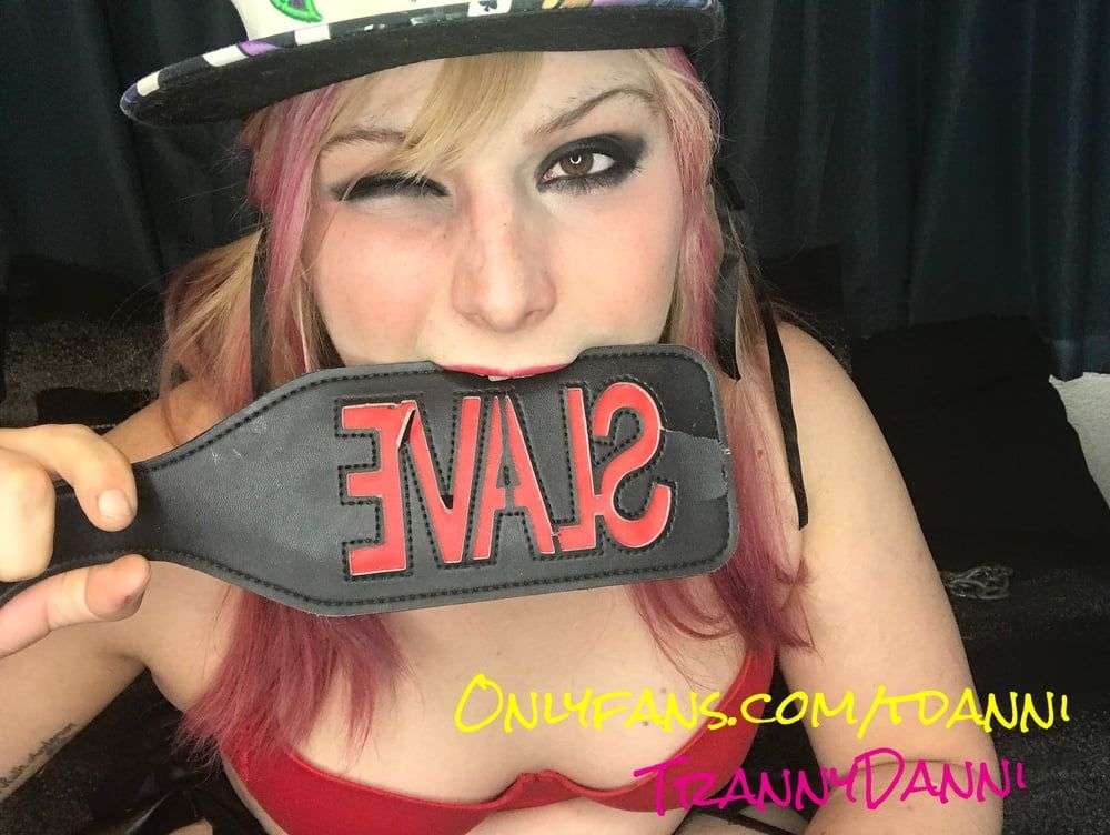 Harley Quinn skater tranny plays for the camera #11