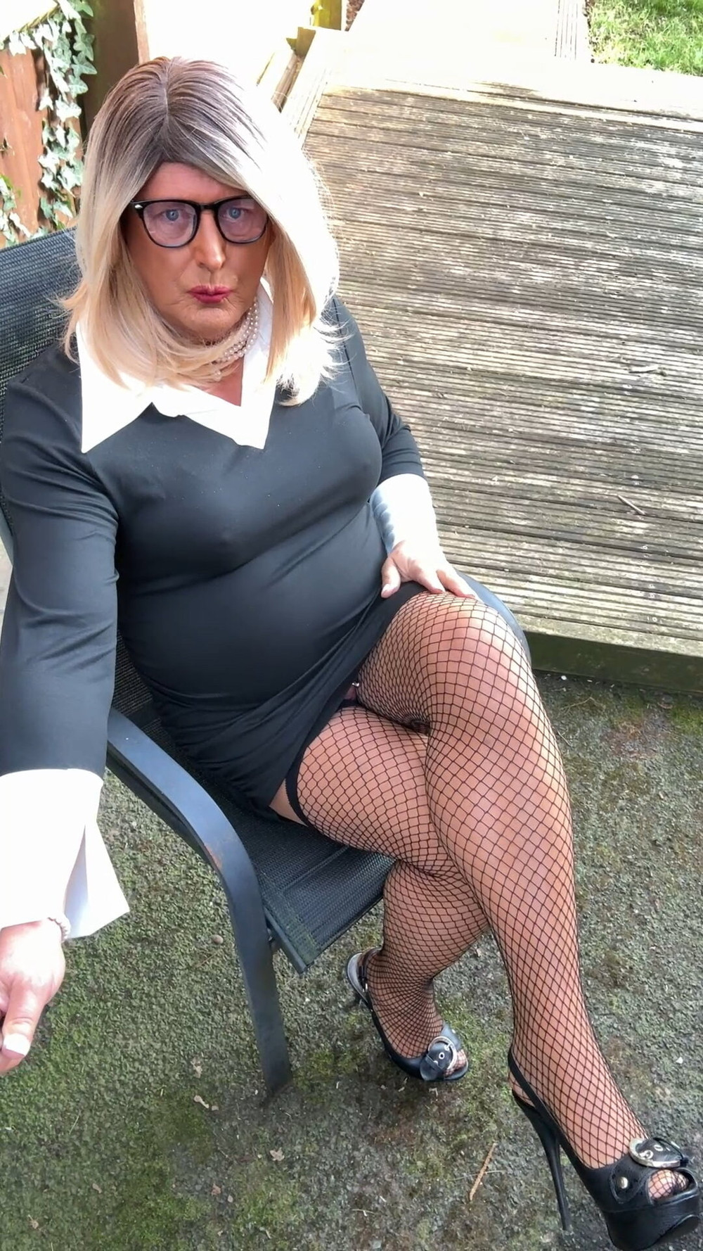 Sexy Crossdresser kellycd2022 in black dress and pantyhose  #11