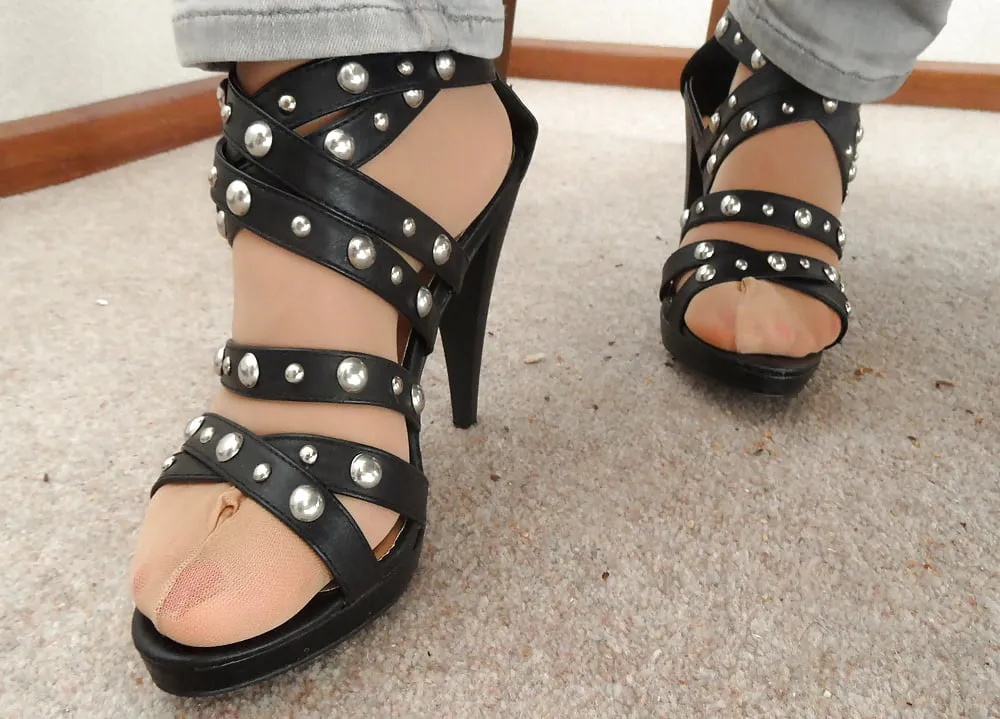 studded high heels of my wife with painted toenails #9