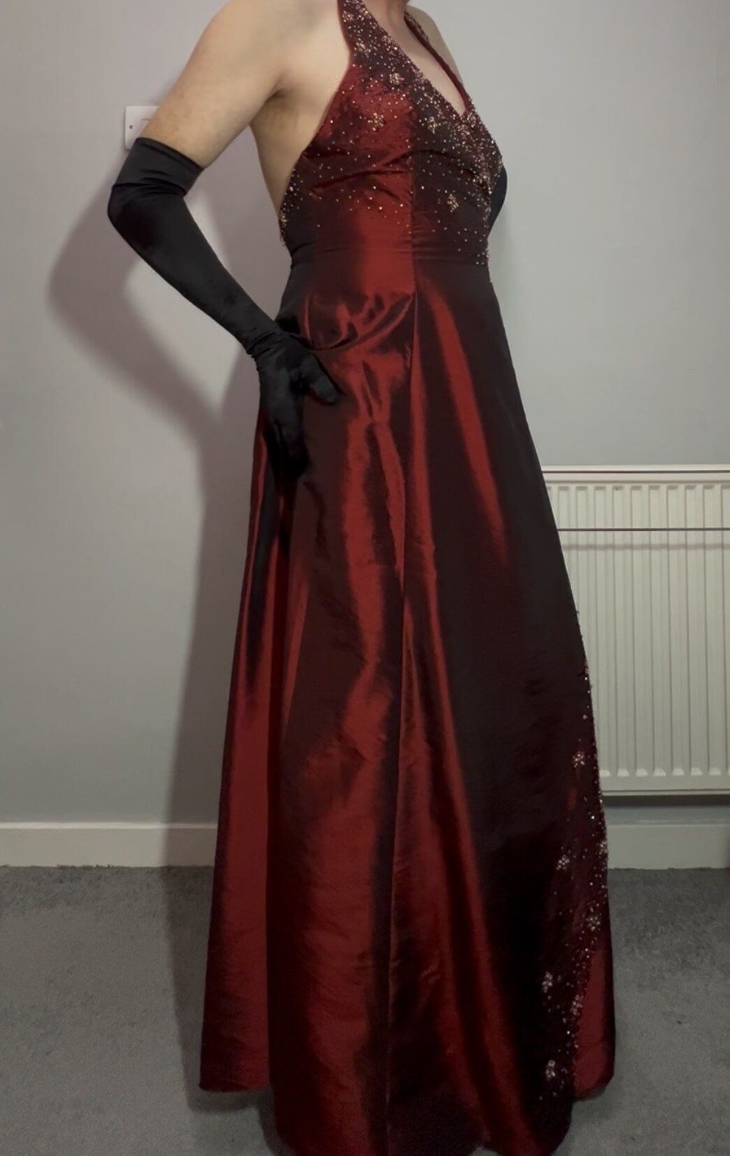 Sissy crossdressing in a ball gown