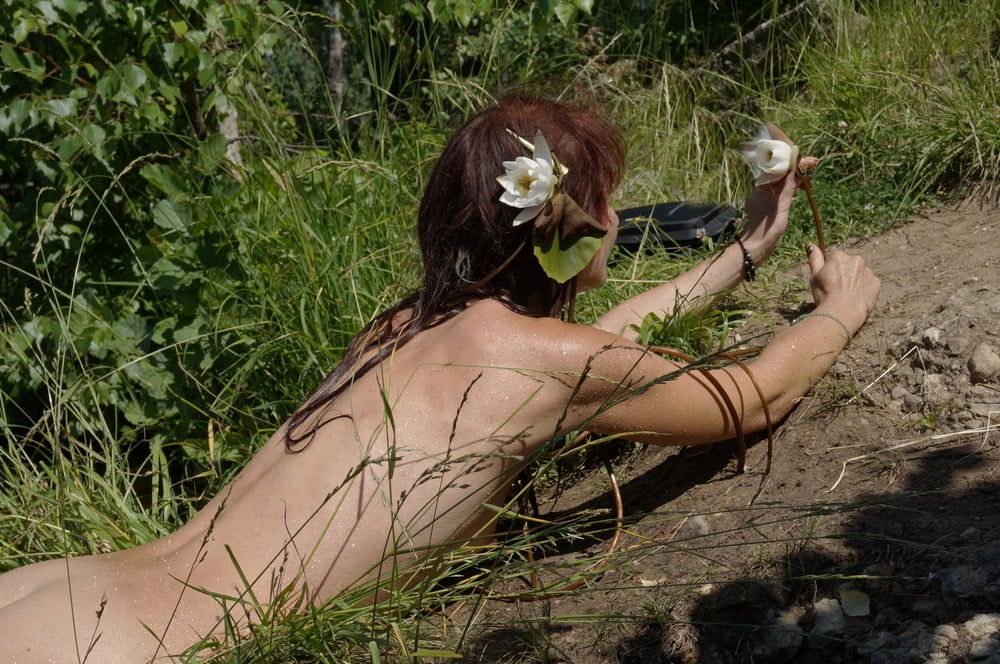 On beach with waterlilac flowers #10