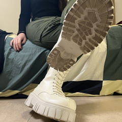 Military Girl Ballbusting You in White Dirty Combat Boots