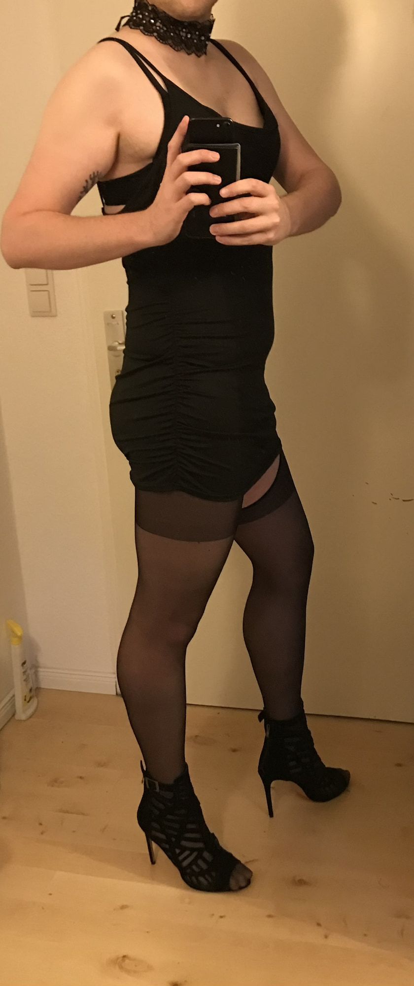 Short Black Pantyhose Dress #3