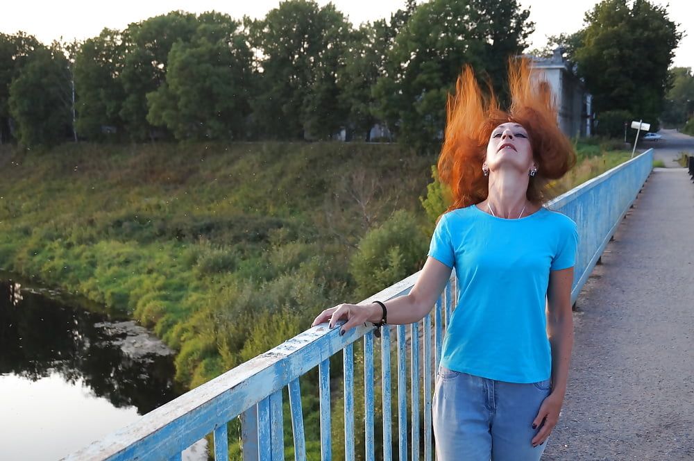Flamehair in evening on the bridge #7
