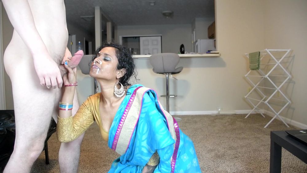 Indian Pornstar Giving Blowjob In Saree Taking Cum On Face #18