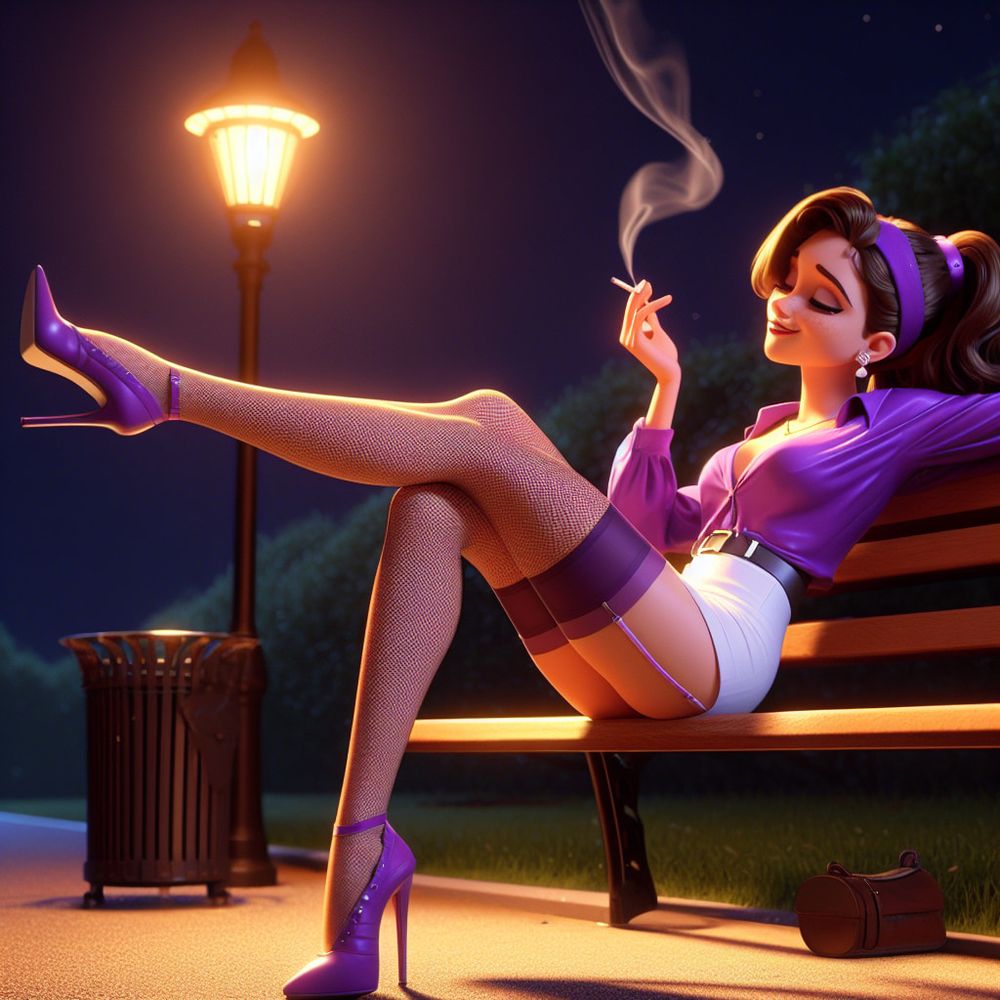 Purple Stockings Smoking. #49