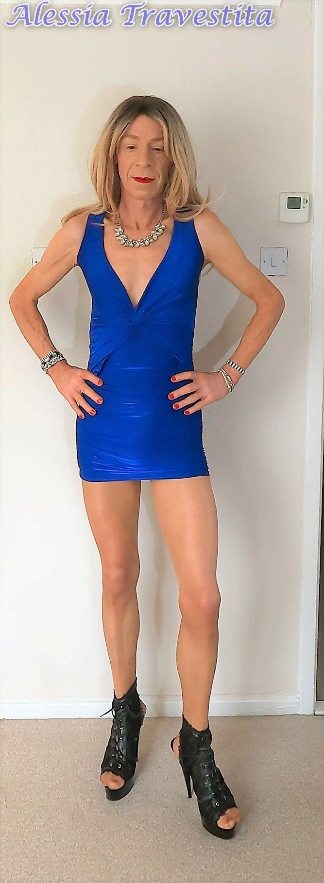 77 Alessia Travestita in Blue Italian Designer Dress #21