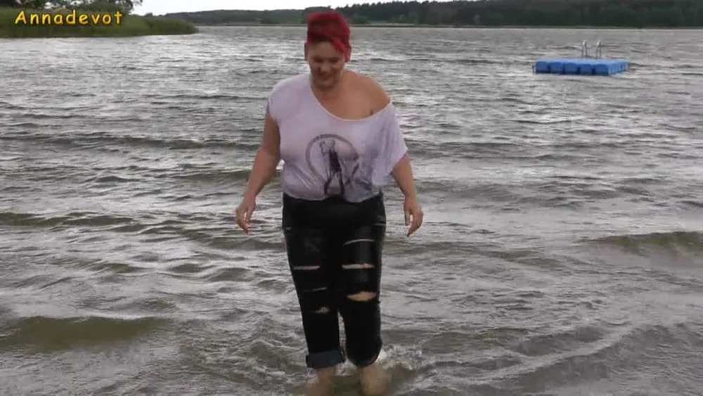 With RIPPED JEANS into the lake #8