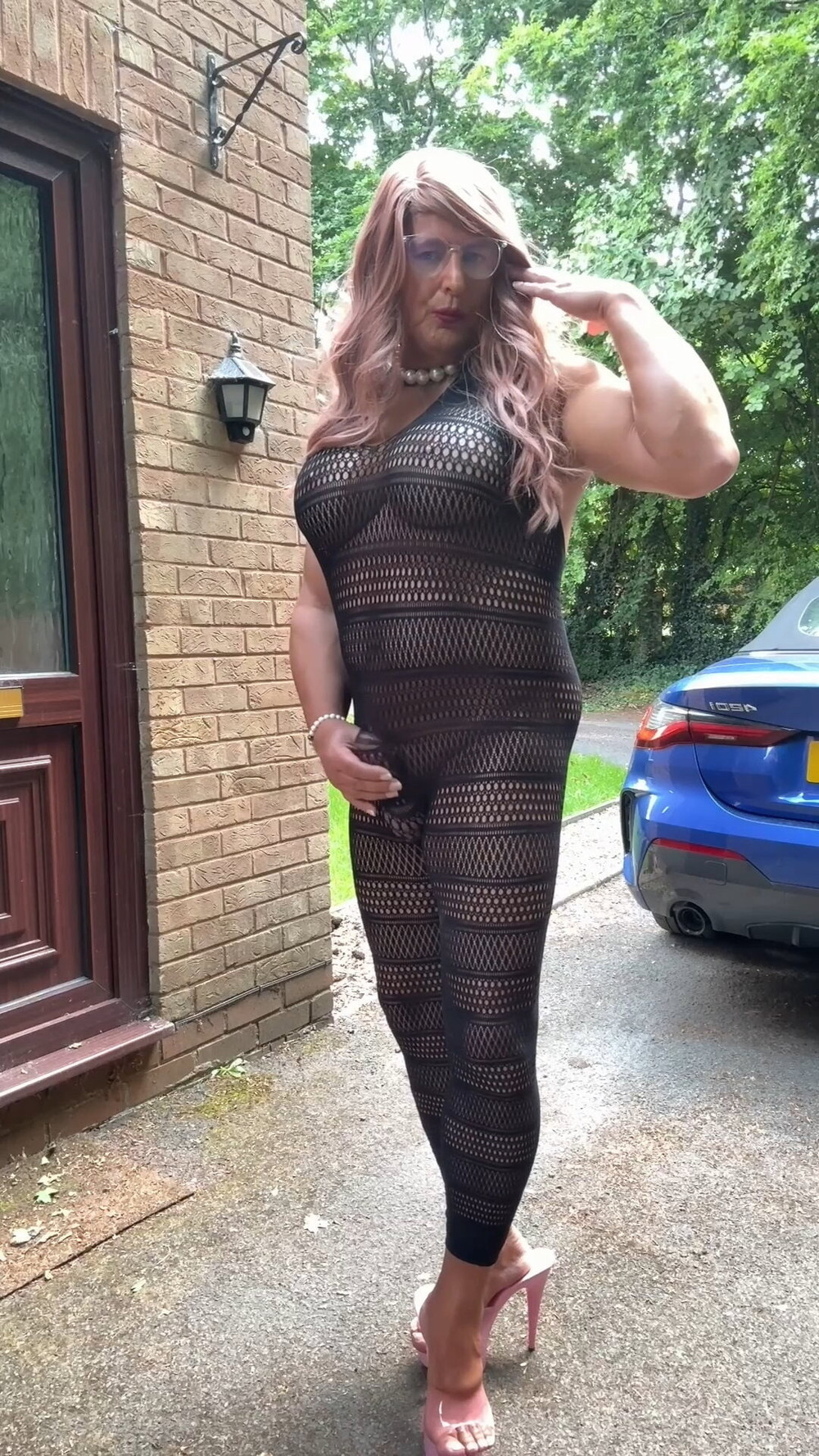 Sexy Crossdresser kellycd2022 in sexy black fishnet catsuit  #42